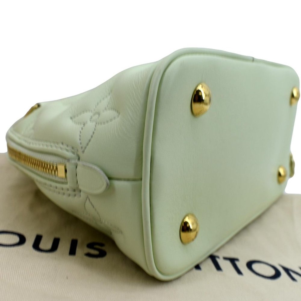 LOUIS VUITTON  Alma BB Bubblegram Quilted Leather Satchel Crossbody Bag Green - Picture 8 of 11